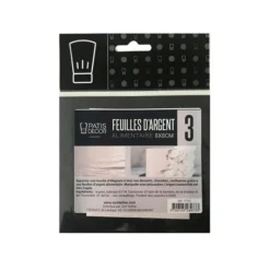 Feuilles d'Argent Alimentaire 8 cm (x3) Patisdécor