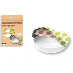 FIN DE SERIE Couvercle réutilisable XL blanc motif feuille 100% coton NUTS