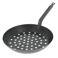 FIN DE SERIE Poêle à Légumes Perforée Tôle Bleue Ø 28 cm Outdoor De Buyer