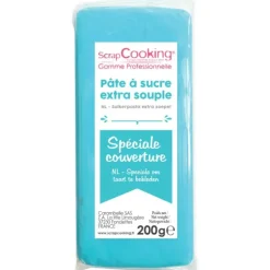 FIN DE SERIE Pâte à Sucre Bleu Spéciale Couverture 200g Scrapcooking