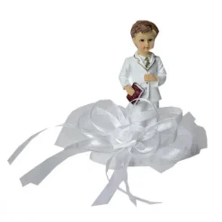 FIN DE SERIE Sujet Communion Garçon Ruban Blanc 10 cm