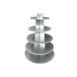 Grand Présentoir Argenté Cupcakes 5 Etages Ronds Gatodéco