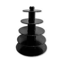 Grand Présentoir Noir Cupcakes 5 Etages Ronds Gatodéco