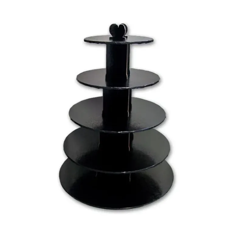 Grand Présentoir Noir Cupcakes 5 Etages Ronds Gatodéco