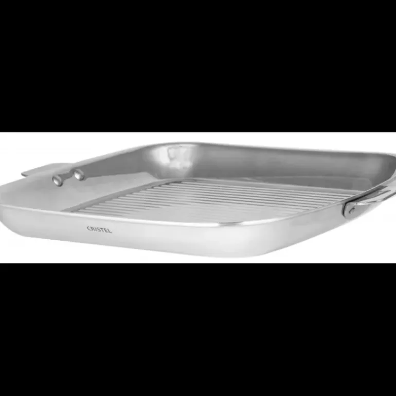 Grill Carré Casteline 30 cm Poignée Amovible Inox Cristel