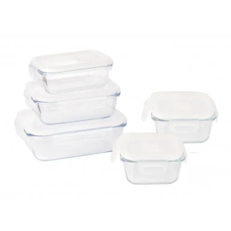 Lot 5 Boîtes de Conservation en Verre Pebbly