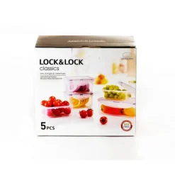 Lot de 5 Boîtes de Conservation Plastique 350 ml - 470 ml - 1 L Lock and Lock