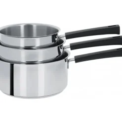 Lot de 3 Casseroles inox à Poignée Noire Mutine Fixe Cristel