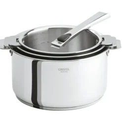 Lot de 3 Casseroles Inox avec 1 Poignée Amovible Casteline Cristel