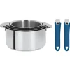 Lot de 4 Casseroles inox avec 2 Poignées Bleues Mutine Amovibles Cristel