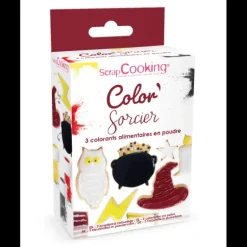 Lot de 3 Colorants Alimentaires d'Origine Naturelle Jaune, Rouge, Noir Scrapcooking