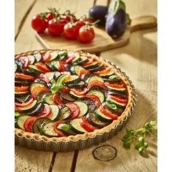 Moule à Tarte Cannelée Inox Perforé Amovible Ø 28 cm x H 2,5 cm De Buyer