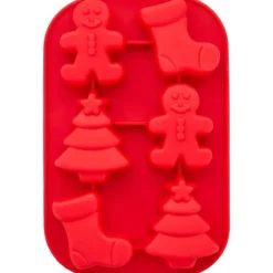 Moule en Silicone Sapin de Noël, Pain d'Epice et Chaussette de Noël 6 Empreintes Wilton