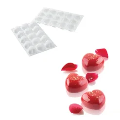 Moule Silicone 15 Coeurs Bombés 4,5 x 4,4 cm 30ml SilikoMart Professional