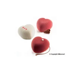 Moule Silicone 8 Coeurs Bombés 6,35 x 6,5 cm 100ml SilikoMart Professional