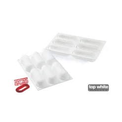 Moule Silicone 6 Eclairs 129 x 40 x h35 mm 140ml SilikoMart Professional
