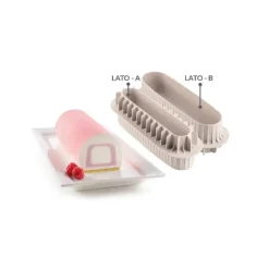 Moule Silicone Insert Bûche et Cake 22 x 5 x H 4 cm (x2) Silikomart 3D Design