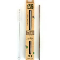 Paille en Inox Droite 21,5cm x4 Lebrun