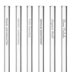 Paille Réutilisable en Verre Joyeux Noël 20cm droite x6 HALM