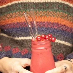 Paille Réutilisable en Verre Joyeux Noël 20cm droite x6 HALM