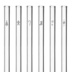 Paille Réutilisable en Verre Noël 20cm droite x6 HALM