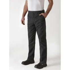 Pantalon de Cuisine Mixte Rayé Noir/Blanc TIMEO T.46 Robur