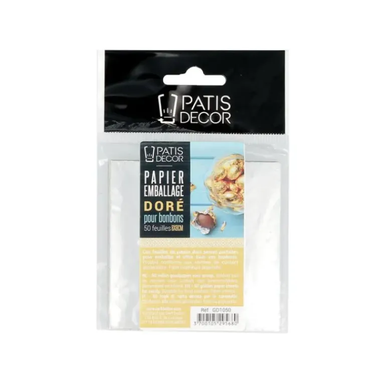 Papier Doré pour Emballage Bonbon Patisdécor (x50)