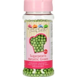 Perles de sucre Vert Métallique 80 g Funcakes