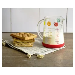 Pichet Doseur en Verre et Silicone 1 L Rouge Pebbly