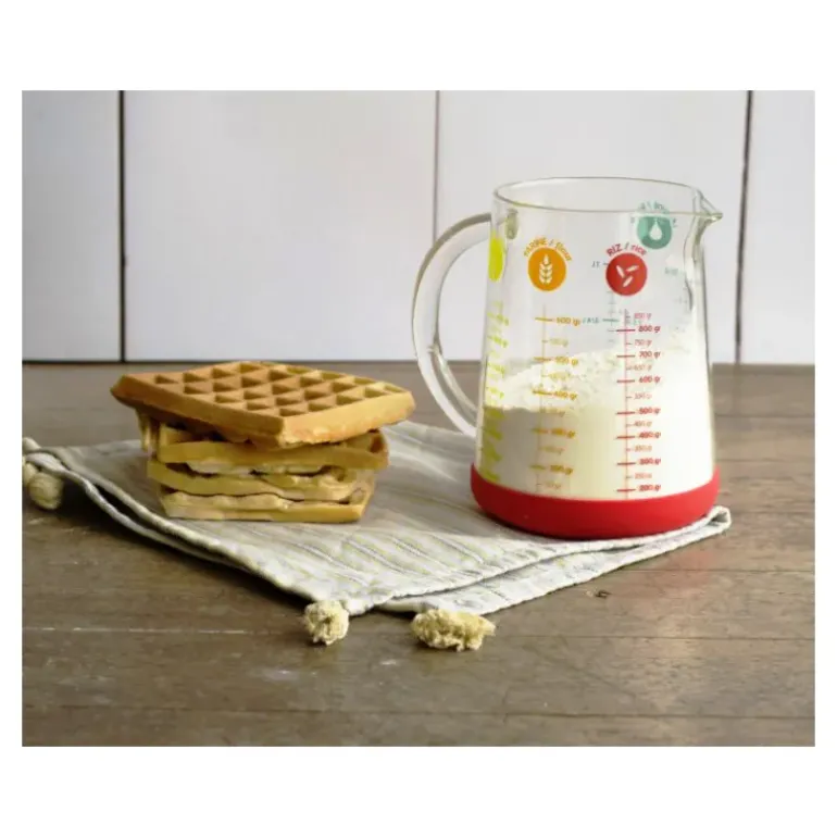 Pichet Doseur en Verre et Silicone 1 L Rouge Pebbly