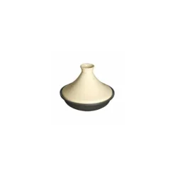 Plat à tajine base Fonte Dôme Céramique 28 cm noir Creme