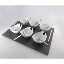 Plateau 6 coupelles Jonque Blanches par LeBrun