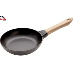 Poêle en Fonte Noir 20 cm Manche Bois Staub