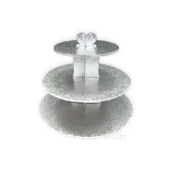 Présentoir Argenté Cupcakes 3 Etages Ronds Gatodéco