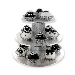 Présentoir Argenté Cupcakes 3 Etages Ronds Gatodéco
