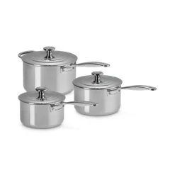 Set 3 Casseroles Inox Signature avec Couvercle Le Creuset