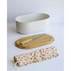 Set Boîte à Pain Métal et Bambou 4 Pièces Pebbly