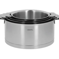 Série de 4 Casseroles + Poignée Zenith Amovible Inox Cristel