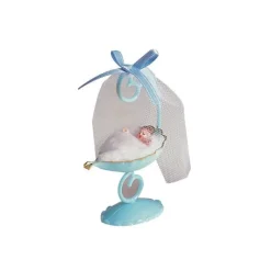 Sujet bapteme Garçon Berceau Bleu 10 cm