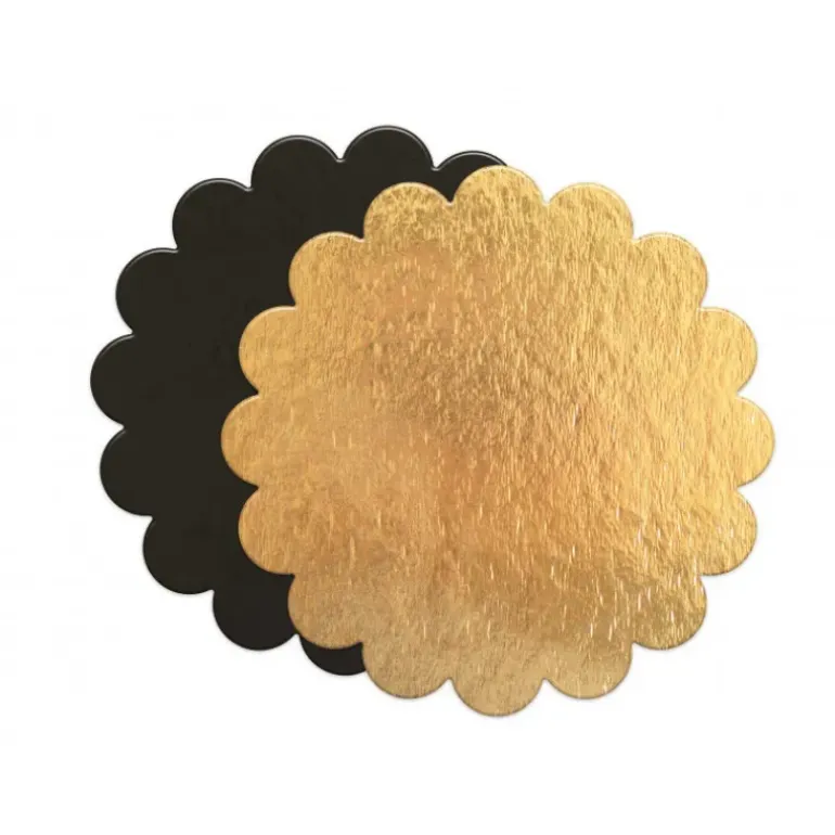 Support Gâteau Or et Noir Rond Cannelé Ø24cm x5 Scrapcooking