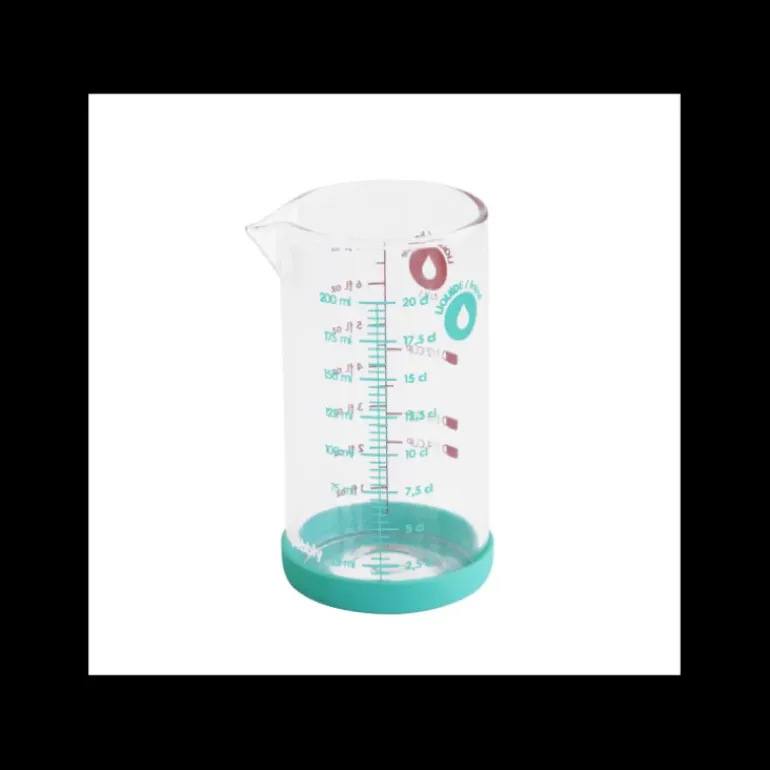Verre Doseur en Verre et Silicone 200 ml Bleu Pebbly
