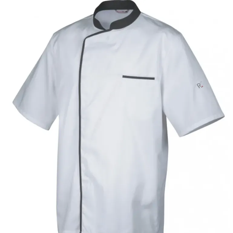Veste de Cuisine Mixte Blanche/Parement Gris ENERGY T.6 Robur
